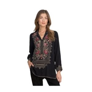 Johnny Was Meadow Tunic in Sanded Black